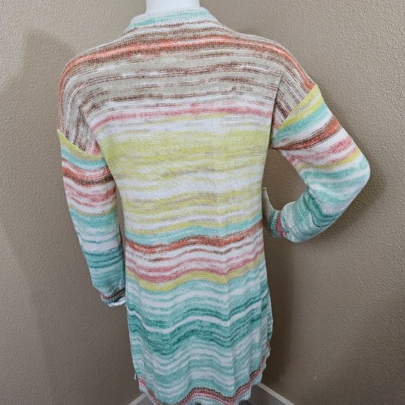SOFT SURROUNDINGS Juniper Multi Stripe Open Front Very Soft Sweater~Size S - Picture 8 of 12